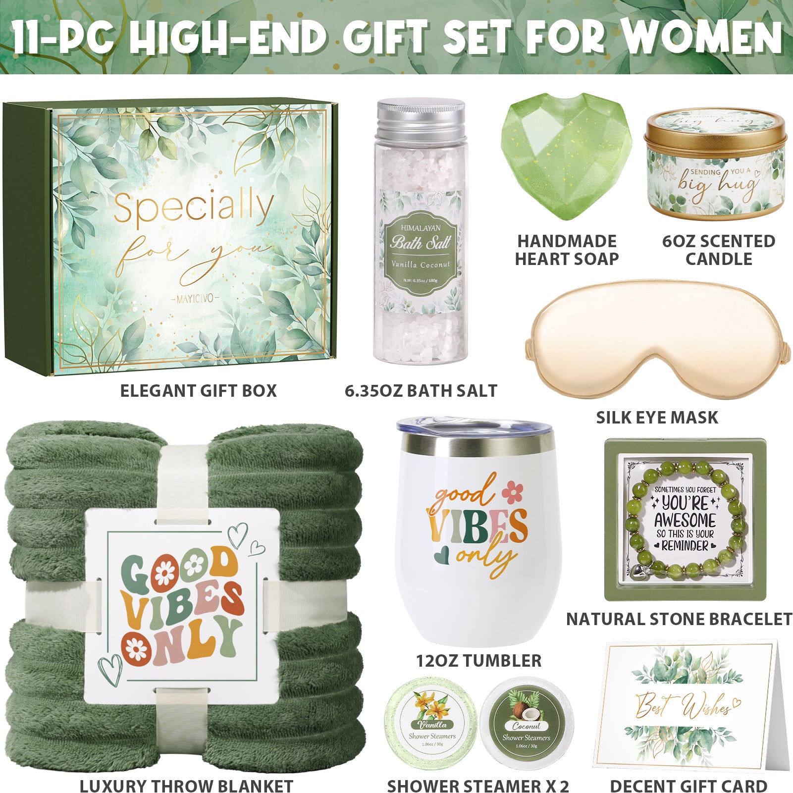 Mayicivo Birthday Gifts for Women Self Care Gifts, Relaxing Spa Gifts Baskets Get Well Soon Gifts Care Package for Women with Blanket, Unique Valentines Day Gifts for Her Mom Wife Girlfriend Best Friend Sister