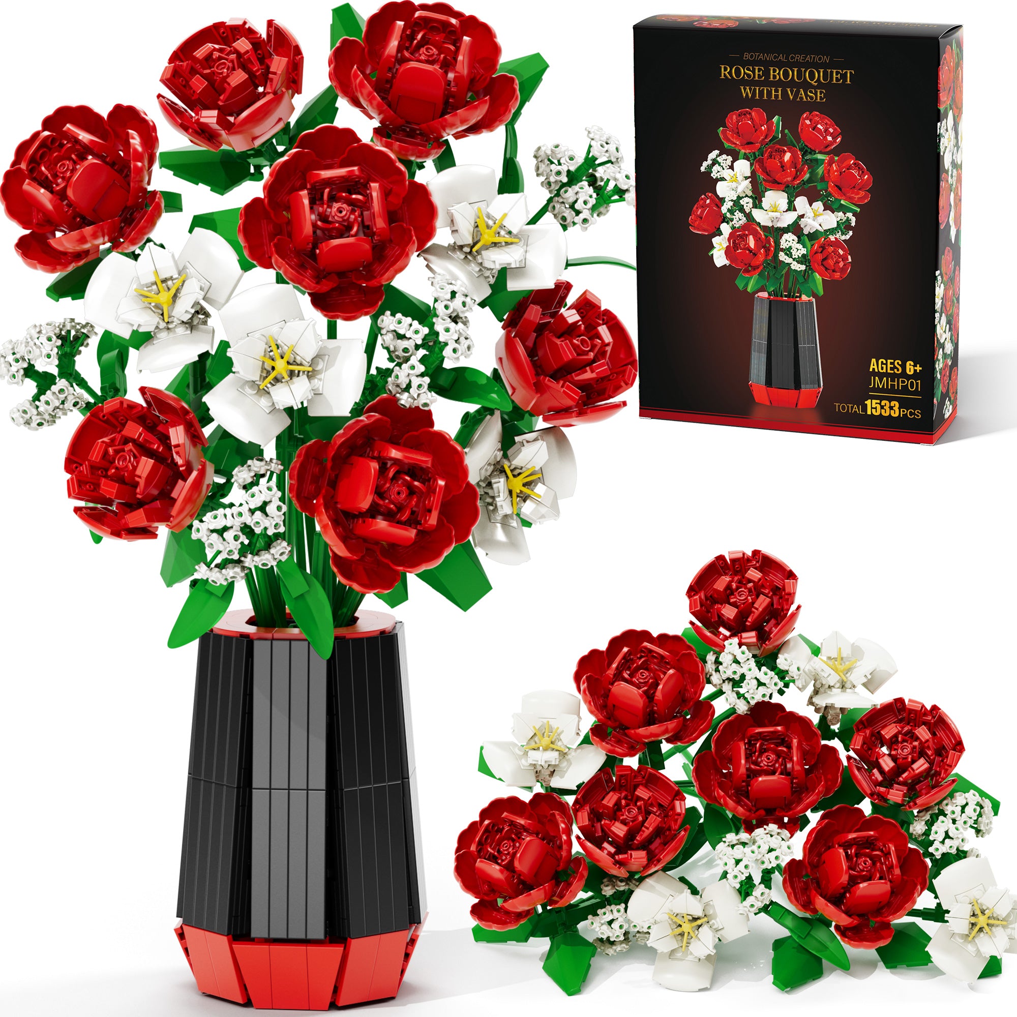 Sunflower Bouquet Building Blocks with Vase Set - Valentines Day Gifts for Her Him Artificial Flower Botanical Collection for Home Decor DIY Birthday Gifts for Women Men Adult Mom Wife Teens- 1769PCS