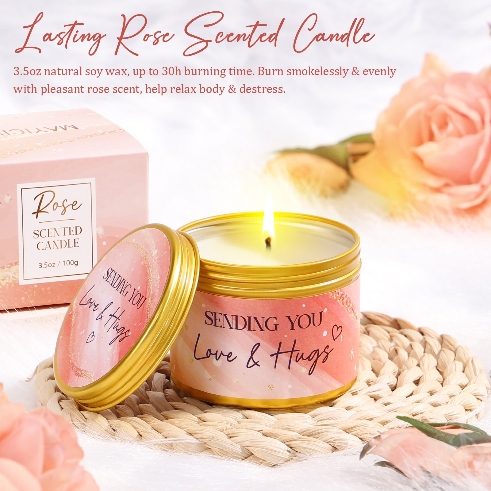 Mayicivo Birthday Gifts for Women, Self Care Gifts Get Well Soon Gifts Basket for Women, Rose Relaxing Spa Gifts Care Package w/ Luxury Blanket, Mothers Day Gifts for Mom Her Wife Girlfriend Friend Sister