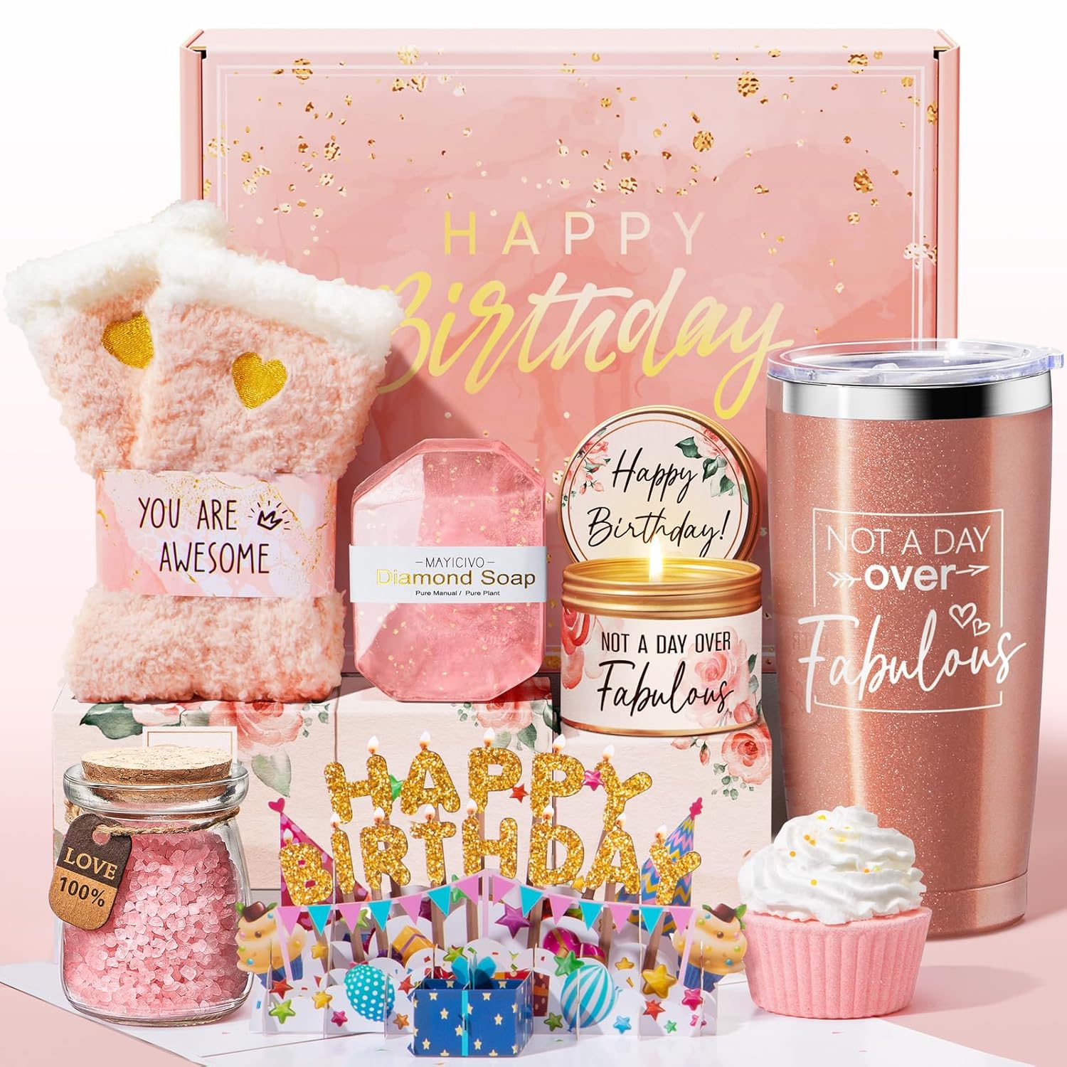 Mayicivo Birthday Gifts for Women Friendship, Ocean Relaxing Spa Gifts Basket Set for Women, Self Care Gifts Unique Happy Birthday Gifts Idea for Mom Her Best Friends Sister Wife Girlfriend Coworker Teacher