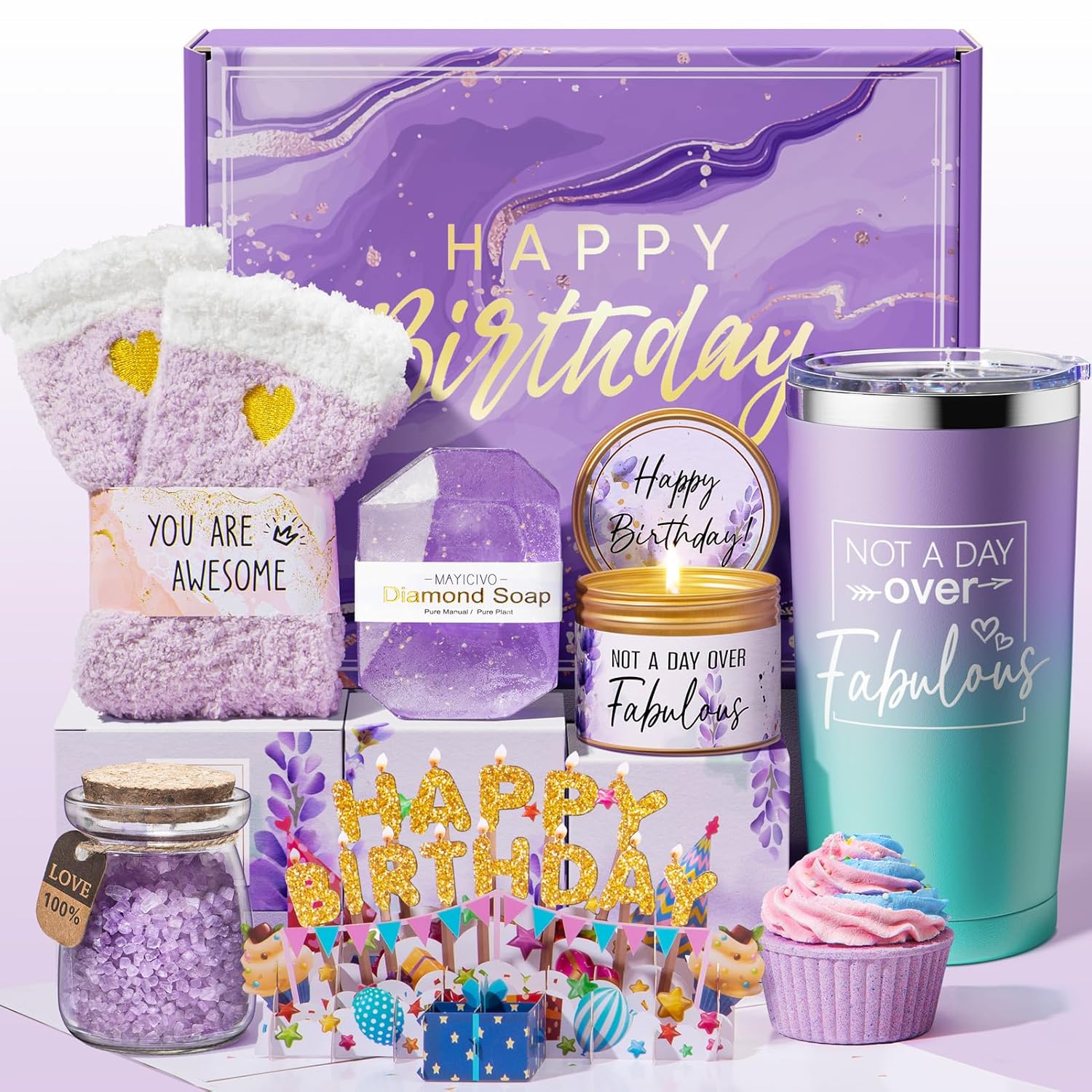 Mayicivo Birthday Gifts for Women Friendship, Ocean Relaxing Spa Gifts Basket Set for Women, Self Care Gifts Unique Happy Birthday Gifts Idea for Mom Her Best Friends Sister Wife Girlfriend Coworker Teacher
