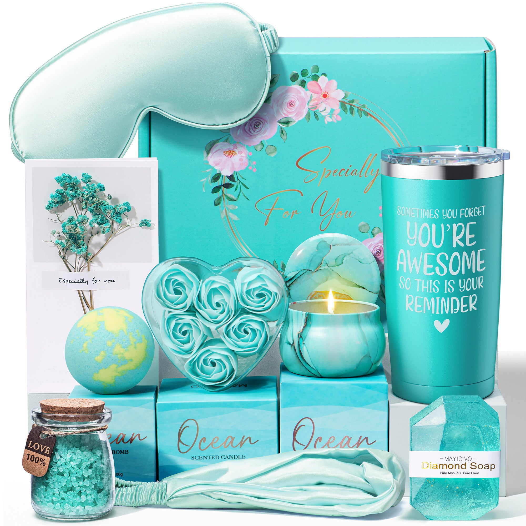 Mayicivo Birthday Gifts for Women Friendship, Rose Relaxing Spa Gifts Basket for Women Self Care Gifts Thank You Gifts Bath Set Mothers Day Gifts for Mom Mother in Law Sister Friends Wife Grandma Teacher Nurse