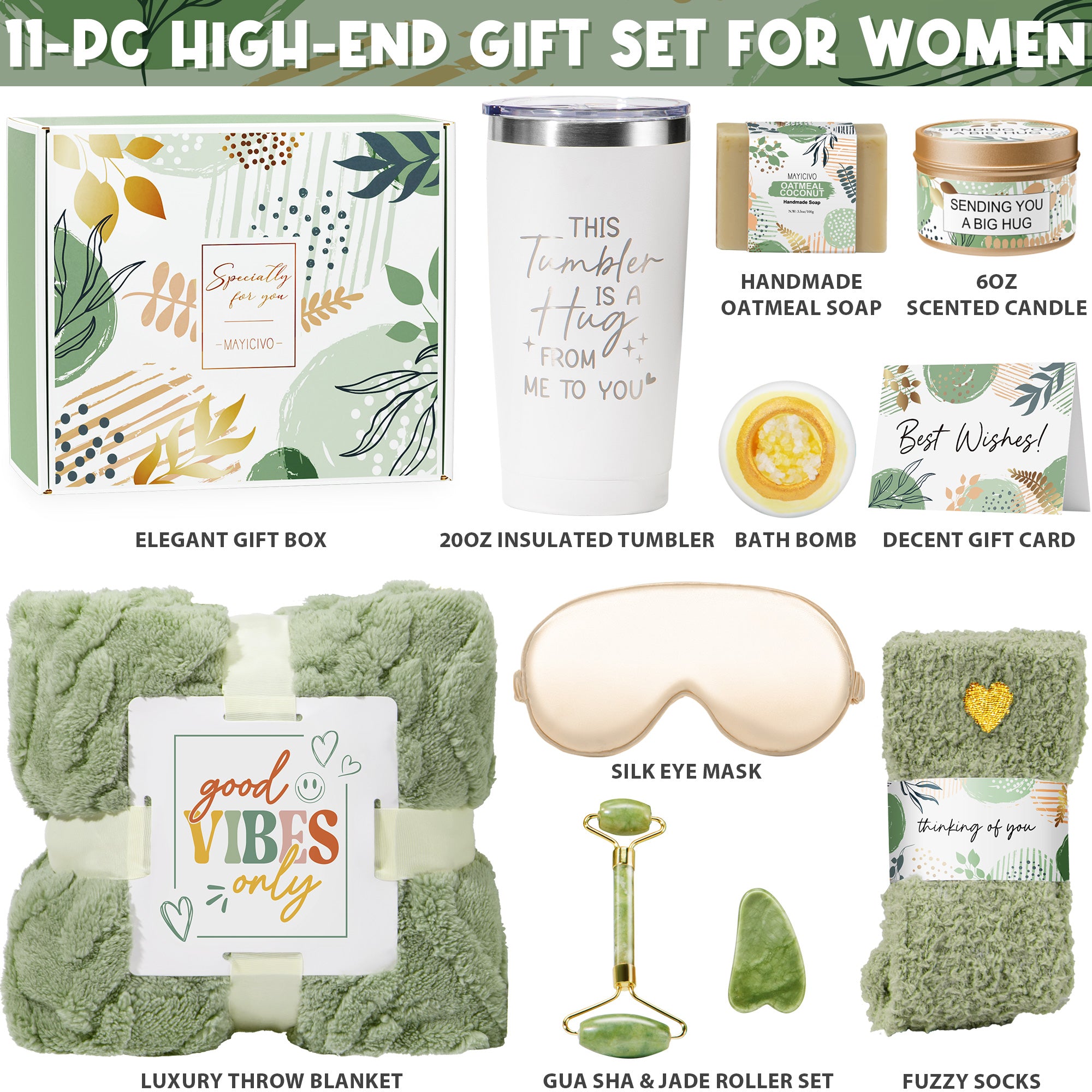Mayicivo Self Care Gifts for Women Get Well Soon Gifts Basket, Birthday Gifts for Women Care Package Relaxing Spa Gifts Thinking of You Gifts with Blanket, Unique Valentines Day Gifts for Her Mom Friend Sister